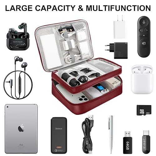 CILLA Electronic Organizer Travel Case, Travel Cord Organizer Case Portable Waterproof Cable Organizer Bag for Charger, Cord, USB, Power Bank, Earphone thumbnail 6