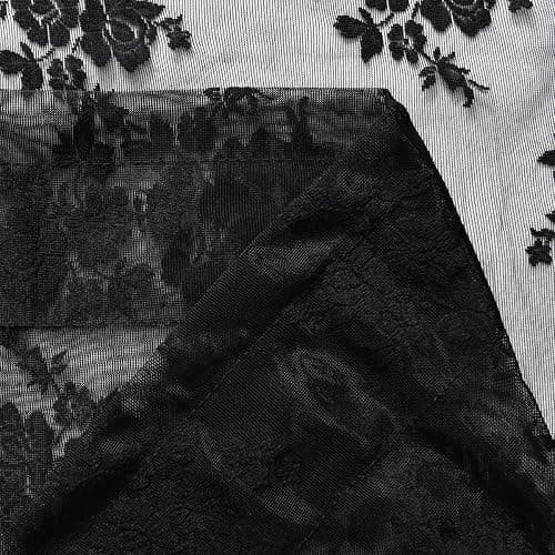 Kotile Black Lace Curtains 84 Inches Long - Vintage Floral Black Sheer Curtains 2 Panels, Gothic Sheer Lace Curtains for Living Room, Rod Pocket Privacy Sheer Window Curtain, 52 x 84 Inch thumbnail 8