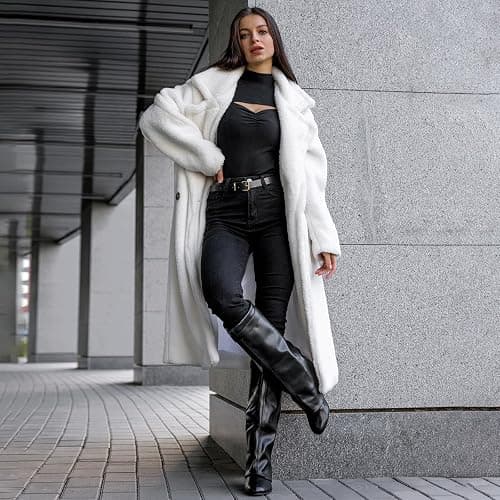 GOGD Fold Over Boots Women's Knee high Shark Boots Pointed Toe Wedge Heel Flat Shoes For Fall Winter Dress Boots thumbnail 2