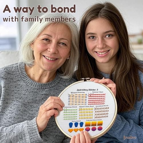Bradove Classic Embroidery Stitches Practice Kit, Embroidery Kit for Beginners, Beginner Embroidery Kit for Adults, Hand Embroidery Kit for Kids, Stitches Kit thumbnail 7