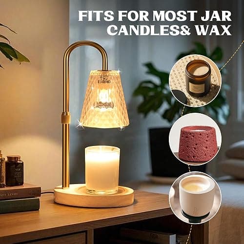 Candle Warmer Lamp with Timer - Adjustable Height, Electric Wax Melter in Gold for Cozy Aesthetic Home Decor, Gift for Women, Sister, Friend, Birthday, Housewarming thumbnail 4