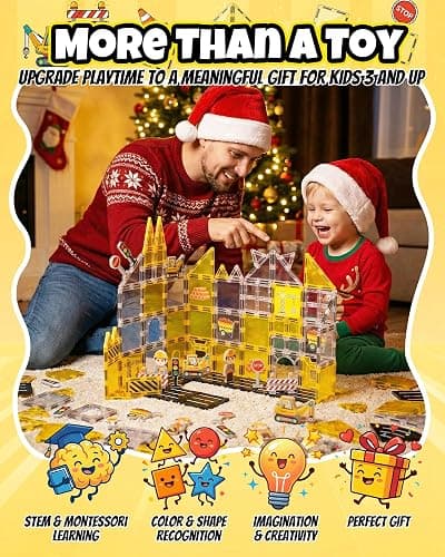 LADFAR Magnetic Tiles for Kids, Construction Magnetic Building Blocks,37pcs STEM Educational Magnet Toys, Ideal Gift for Boys & Girls for Christmas & Birthday thumbnail 7