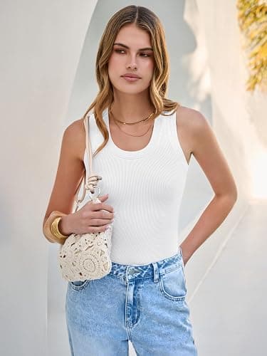 ANRABESS Womens Sleeveless Scoop Neck Tank Tops 2026 Summer Casual Basic Slim Fit Ribbed Knit Racerback Workout Cami Shirts thumbnail 2