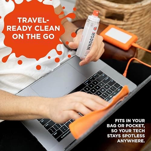 WHOOSH! Screen Shine Duo - Screen Cleaner Spray for iPad, Monitor, Laptop, MacBook - 3.4 oz & 0.3 oz Bottles with 2 Microfiber Cloths - Portable Electronic Cleaning Kit for Travel, Office, and Home thumbnail 4