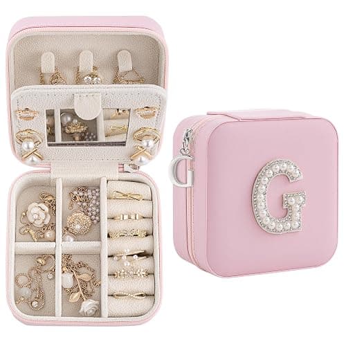 Nymtavia Birthday Gifts For Women, Initial Jewelry Box, Travel Jewelry Case, Gifts for Wife Girlfriend, Small Travel Jewelry Organizer, Gift for Girls, Graduation Gifts for Her, Bridesmaid Gifts - Image 1