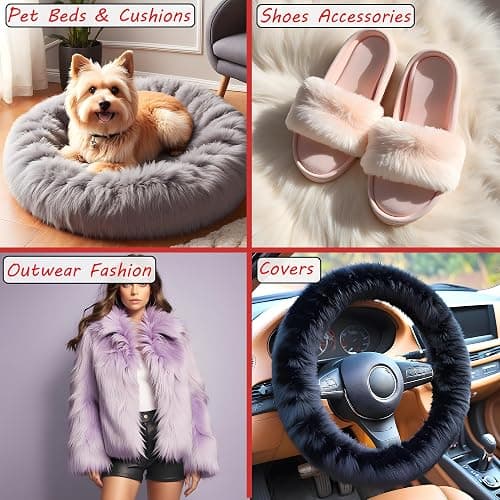 Barcelonetta Faux Fur Fabric | Pre-Cut Fur Squares for Sewing, DIY Crafts, Costumes, Upholstery | Soft, Vegan Faux Fur | Material for Plush Toy Projects (Purple, 10" X 10") thumbnail 5