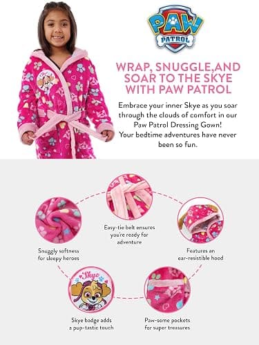 Paw Patrol Bath Robe | Skye Girls Bathrobe | Girls Robes | Official Merchandise thumbnail 6