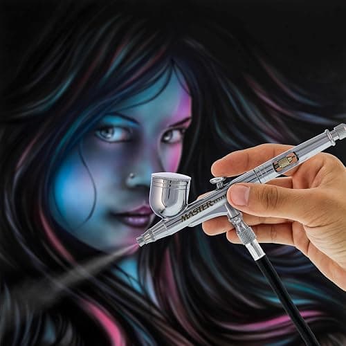 Master Airbrush G233 Performance Pro Airbrush Kit with 3 Nozzle Sets (0.2, 0.3 & 0.5mm Needles, Fluid Tips & Air Caps), Gravity Dual Action - Air Brush Guns for Painting, Aerografo Body Art & Cake thumbnail 7