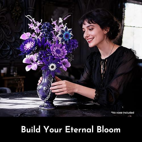 SOOLIO Dahlia Flower Bouquet Building Set for Adults, Christmas Creative Gift for Women Girlfriend Gothic Botanical Collection - Buildable Artificial Floral for Home or Office Decor (609 PCS) thumbnail 2