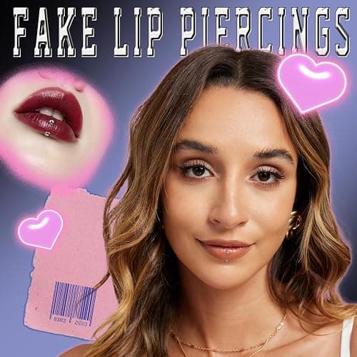 YGDZ Face Gems, Fake Piercings Nose Stud Silver, Fake Eyebrow Piercing, Stick On Face Stickers, Lip Stud, Rave Accessories, Y2k Makeup For Women Men thumbnail 5
