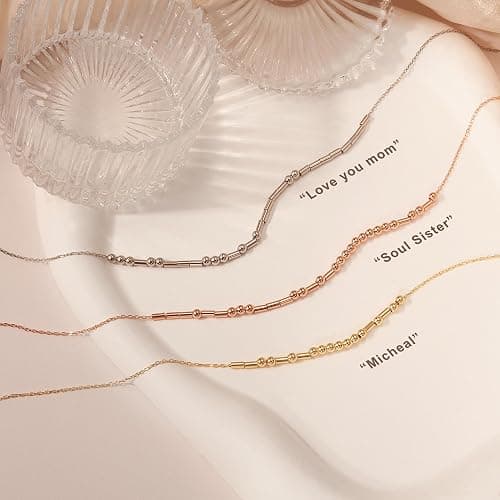 MYLONGINGCHARM Personalized Morse Code Necklace for Women, 18K Gold Plated Name Necklace, Morse Code Jewelry Gift for Her thumbnail 7