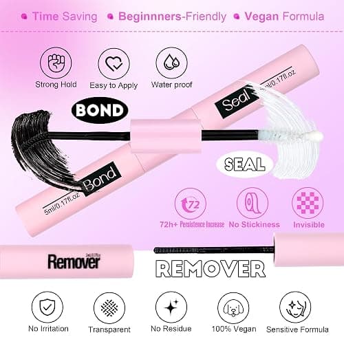 Pawotence Lash Extension Kit DIY 280pcs Individual 30D 40D Cluster, Eyelash Bond and Seal, Lash Remover & Tweezers for Self Use, Black (30D&40D, 9-16mm, All Kit) thumbnail 6