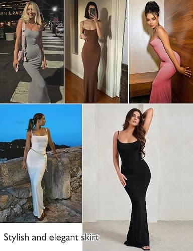 Buauty Womens Summer Dress Bodycon Maxi Dress Sleeveless Casual Long Dresses 2025 Spaghetti Strap Slip Elegant Evening Party thumbnail 6