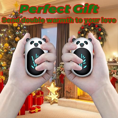 Hand Warmers Rechargeable 2 Pack,6000mAh Cute Panda Shaped Electric Hand Warmer,20Hrs Long Heating Reusable Hand Warmer,Portable Pocket USB Heater for Christmas,Outdoor,Hunting thumbnail 7
