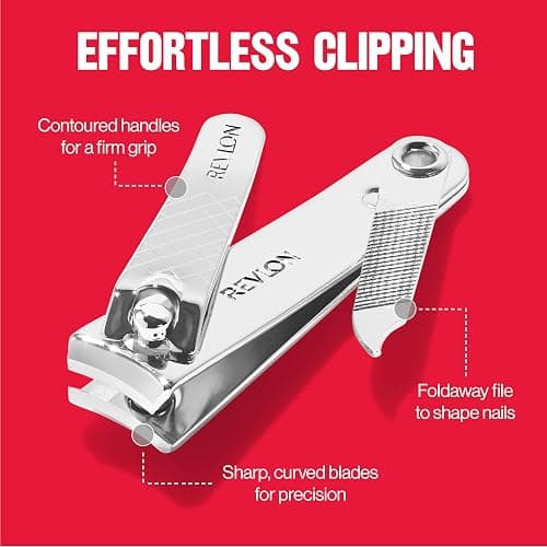 Revlon Nail Clipper With File, Manicure Care Tool With a Curved Blade for an Accurate Trimming and Grooming, Easy to Use (Pack of 1) thumbnail 5