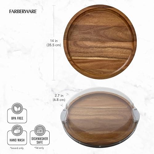 FARBERWARE Build-a-Board Cutting Board with Single Compartment and Clear Locking Lid for Charcuterie, Snacks, and More, Acacia thumbnail 3
