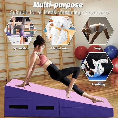 BestMassage Gymnastics Mat Incline Mat Tumbling Mat Folding Gymnastic Tumbling Mat Indoor/Outdoor Exercise Mat Home Gym Yoga Mat with Handle thumbnail 4