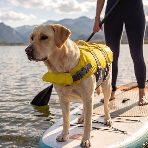 Outward Hound Granby Splash Dog Life Jacket, Life Vest, Yellow, Large | Max Buoyancy, Adjustable Fit, Head/Neck Support, Rescue Handle, Reflective, Swimming & Boating, Large Dogs (28–32" Girth) thumbnail 7