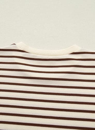 SHEWIN Women Summer Loose Fit Tops Trendy Rib Knit Stripe Shirt Business Dressy Casual 2026 thumbnail 9