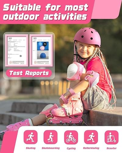 Kids Bike Helmet Set, Adjustable Helmet for Ages 2-3-5-8-14 Year Boys Girls, Toddler Pad Set with Knee and Elbow Pads for Bike, Roller, Skating, Scooter, Longboard and More Sports, 6 Color thumbnail 7