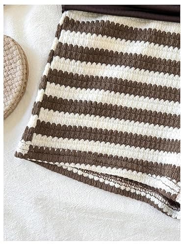 SOLY HUX Girl's Striped 2 Piece Summer Outfits Tube Top and Shorts Sets | Knit, Sleeveless Crop Top, Elastic Waist Shorts, Cute Clothes, Vacation thumbnail 5