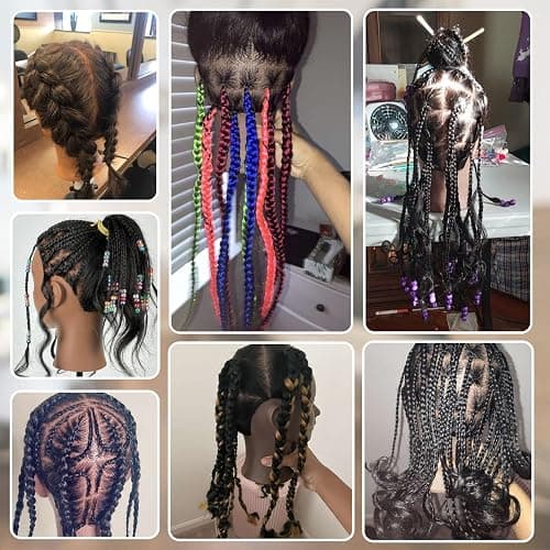 Opini Mannequin Head 100% Real Human Hair for Braiding with Tropid Stand | Cosmetology Mannequin Doll Head with Hair 18" for Hairdresser Salon Beginner Practice Braiding Hairstyling thumbnail 8