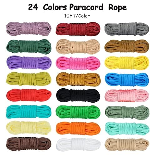 MONOBIN Paracord 550 Combo kit, 24 Colors 10ft Paracord Rope with Instruction, Multifunction Parachute Cord for Making Paracord Bracelets, Lanyard, Dog Collar, Idea for Gift… thumbnail 2