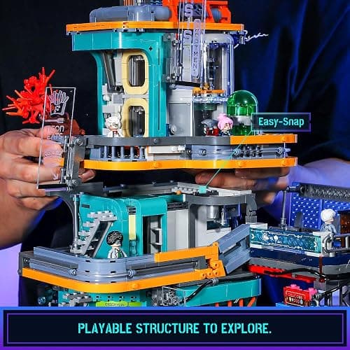 FUNWHOLE Cyberpunk Mansion Lighting Building-Bricks Set - 2524 Pcs Future City Modular Buildings Set Display Idea for Adults and Sci-fi Lovers thumbnail 4