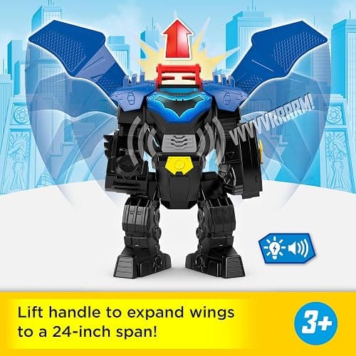 Fisher-Price Imaginext DC Super Friends, Batman Flight Mech with Lights, Sounds Motion & 3-inch Action Figure, 14.5-inch Toy Includes Launcher & Discs thumbnail 4