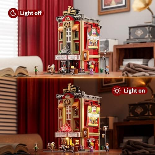 FUNWHOLE Balcony-Theatre Lighting Building-Bricks Set - City Town Creator House LED Light Multi-Form Modular Collectible Display Kit 2445 Pcs for Adults and Movie Lovers thumbnail 6