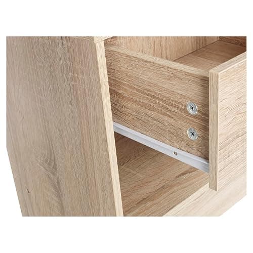URBNLIVING 1 Drawer Compact Wooden Bedroom Bedside Cabinet Furniture Nightstand Side Table (Anthracite Oak) thumbnail 9