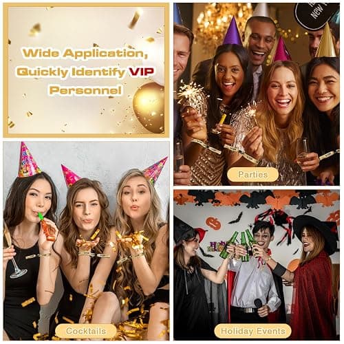 JABNOW 60 Stück Stoff Einlassbänder, Schwarze Goldene Eintrittsbänder, Einstellbar Party VIP Armbänder, Festival Identifikation Bänder, Eventbänder für Konzerte Geburtstag Kino Hochzeit thumbnail 7