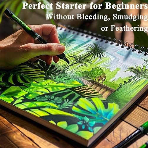 Belenova 9" x 12" Marker Paper Pad, 100 Sheets Bleedproof Sketchbook for Alcohol Markers - 73lb/120gsm Art Supplies for Drawing & Coloring (Kids/Adults). thumbnail 7