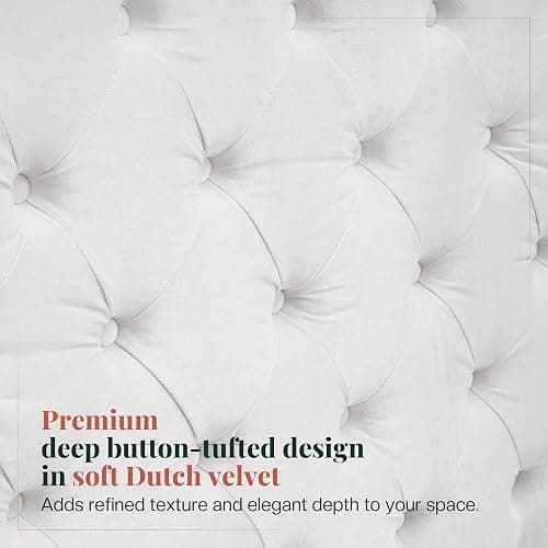 Jocisland Queen Canopy Bed Frame Velvet Upholstered Headboard, Cream | 74.8" Tall Four Poster, Deep-tufted velvet, 51.2" headboard, USB-A & USB-C outlets, No box spring needed, 45-min assembly thumbnail 5