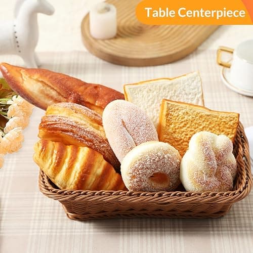 Joeabor 8pcs Artificial Bread Set, Realistic Fake Food for Display, Fake Bread for Decoration, Faux Food Props, Includes Faux Croissant, Dessert, Baguette and Toast thumbnail 8