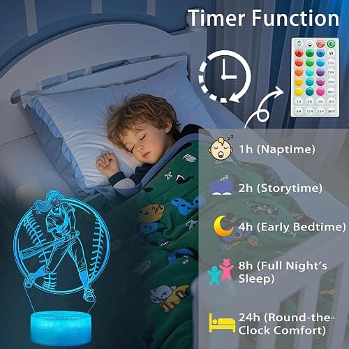 POSSHE Softball Night Light, Softball Gifts for Girls, 3D Illusion Lamp with Remote Control, 16 Colors Changing, RGB Flashing Mode and Dimmable, Softball Accessory Gifts for Girls Christmas Decor thumbnail 9