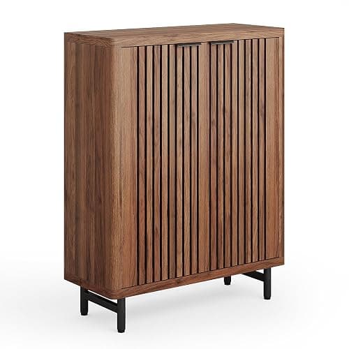 LITTLE TREE 6-Tier Shoe Cabinet with Doors for Up to 24 Pairs, Large Wooden Shoes Cabinet with Adjustable Shelves, Retro Freestanding Shoe Organizer for Entryway, Hallway, Brown - Brown thumbnail 8