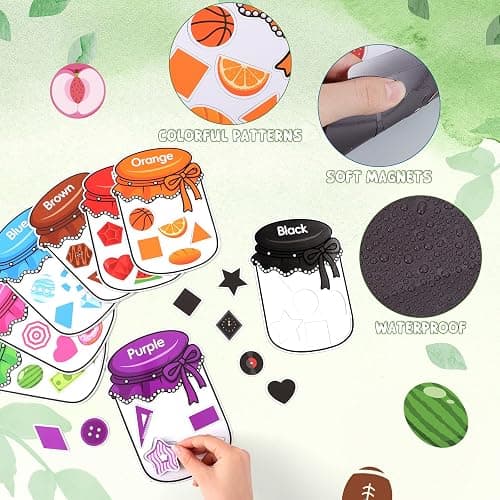 10Pcs Magnetic Color Sorting Set, 60 Cute Shape Fridge Magnets for Color Sorting Fine Motor Skills thumbnail 4