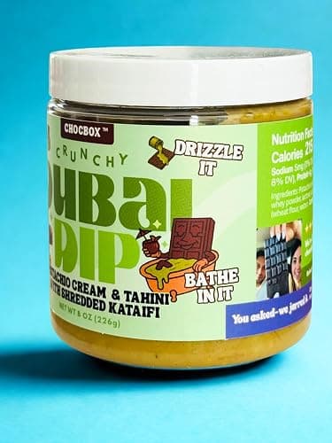 Chocbox Viral Dubai Dip – Pistachio Cream & Tahini with Shredded Crispy Kataifi or Cookie Butter with Shredded Crispty Kataifi – Sweet & Savory Spread – Crunchy Dessert Dip (8oz, Pistachio) thumbnail 3