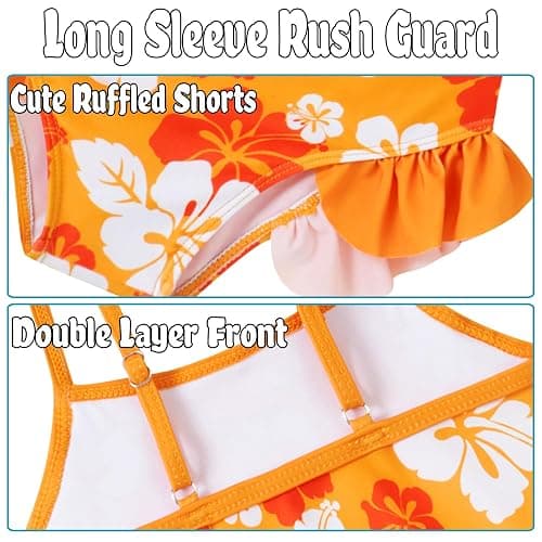swimsobo Girls 3-Piece Swimsuit Size 3-10Y Bahting Suit Long Sleeve Rash Guard Tankini Sets UPF Sun Protection thumbnail 2