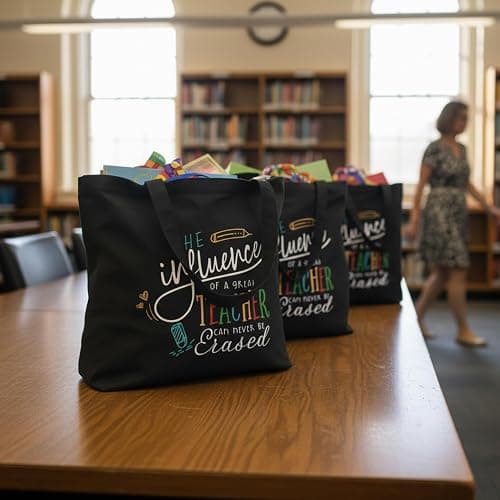 ELEGANTPARK Teacher Gifts for Women Black Teacher Bag Appreciation Gifts | Large cotton bag with inner pocket for end of year, thank you, retirement, graduation and mentor gifts thumbnail 9