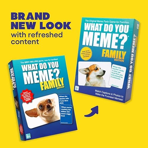 WHAT DO YOU MEME? Family Edition by Relatable, Now with Refreshed Content - Kids Games 8+, Family Games for Kids and Adults, Easter Basket Stuffers, Includes 300 Caption Cards, 108 Photo Cards thumbnail 2