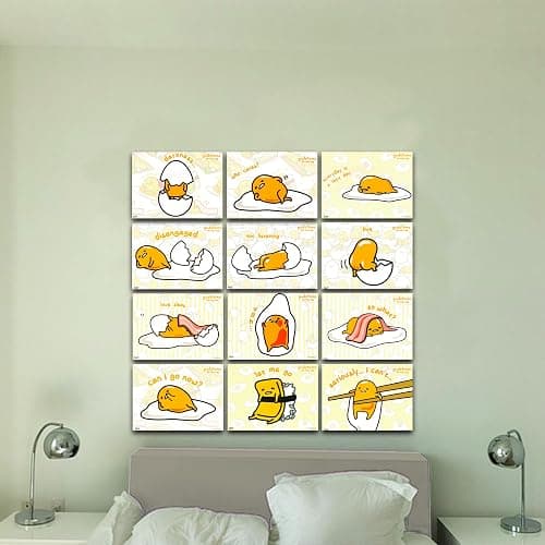 SANRIO Gudetama Posters for Room Decor - 12 Pc Bundle for Kids Teens Adults | 8.5" x 11" The Lazy Egg Wall Art Posters Set Plus Stickers - Gudetama Decorations for Bedroom, Party Decor thumbnail 2