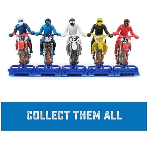Supercross, Authentic 5-Pack of 1:24 Scale Die-Cast Motorcycles with Rider Figure, Toy Moto Bike for Kids and Collectors Ages 3 and up thumbnail 5