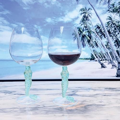 Supreme Housewares Durable Acrylic Plastic Stem Wine Glasses, Set of 2, Reusable Plastic Drinkware, BPA-free, Shatter-Proof, Ideal for Wine and Beverage (17 oz, Mermaid) thumbnail 5