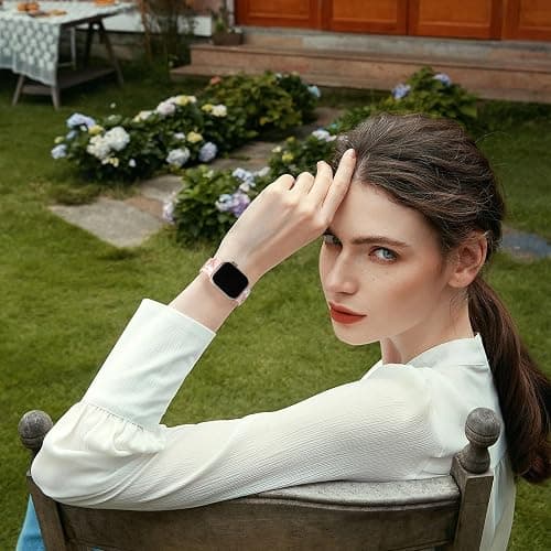 Witzon Floral Band Compatible with Apple Watch Bands For Women 40mm 41mm 38mm 42mm 44mm 45mm 46mm 49mm, Engraved Cute Flower Silicone Dressy Strap for iWatch Series 11 10 9 8 7 6 5 4 3 2 SE Ultra thumbnail 8