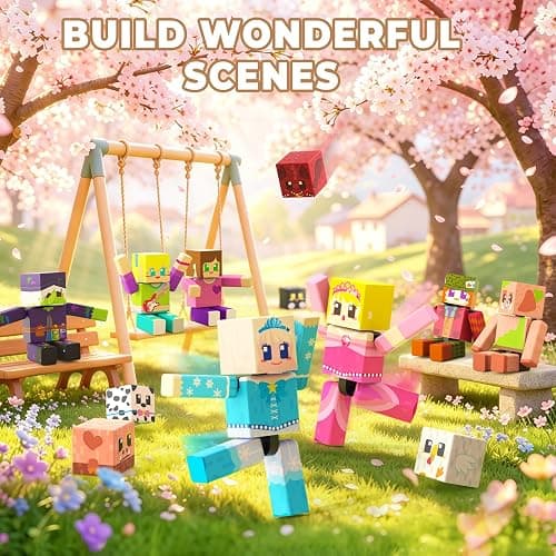 20 Pcs Magnetic Action Figures Playset, Magnetic Building Block Animal Cartoons Toys with Magnetic Cubes, 360° Rotating Arms and Legs, Creative Play Set for Kids 6+, Birthday Gifts for Boys Girls thumbnail 7