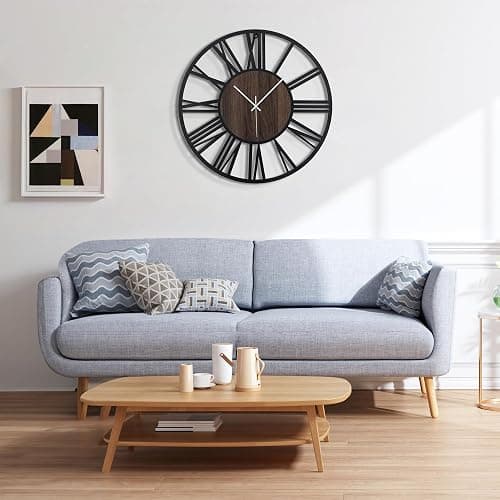 Mee 2ou Large Wall Clock for Living Room Decor, 16 Inch Non Ticking Silent, Battery Operated Modern Vintage Oversized Wall Clock for Bedroom Kitchen thumbnail 5