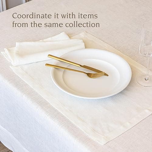 Over&Back Washed 100% Linen Cloth Napkins - Washable Napkins Set for Mixing, Matching, and Creating a Custom Home Decor Tablescape - Ivory thumbnail 5