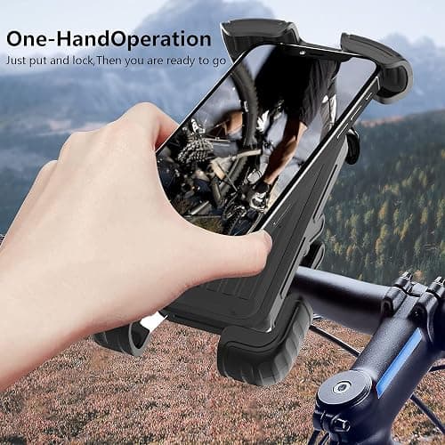 Marspeeder Bike Motorcycle Phone Mount,[Super Stable Metal] Bike Motorcycle Phone Holder with Security Lock, Bicycle Phone Mount with Soft Cushion & Adjustable Clip Compatible with 4.7''-6.8'' Phone thumbnail 3